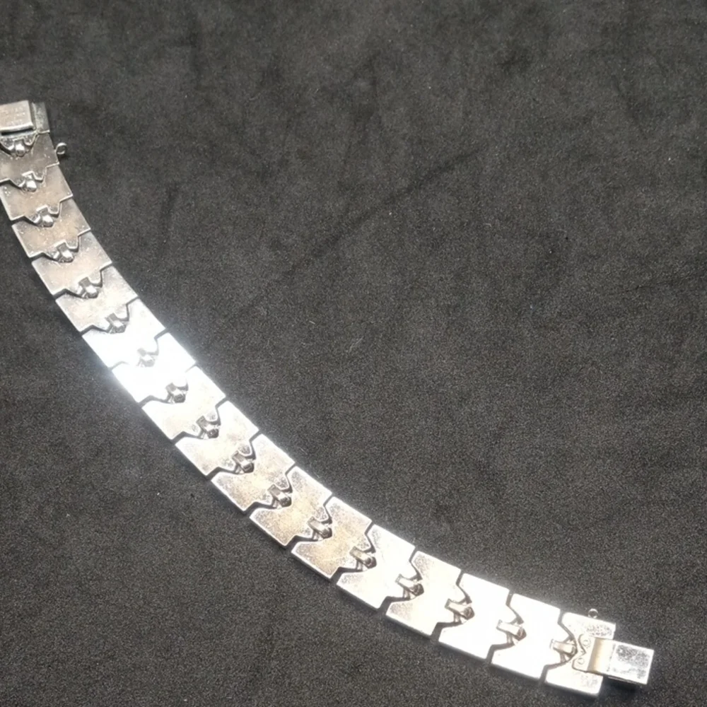 Trifari Silver Geometric Heavy Bracelet